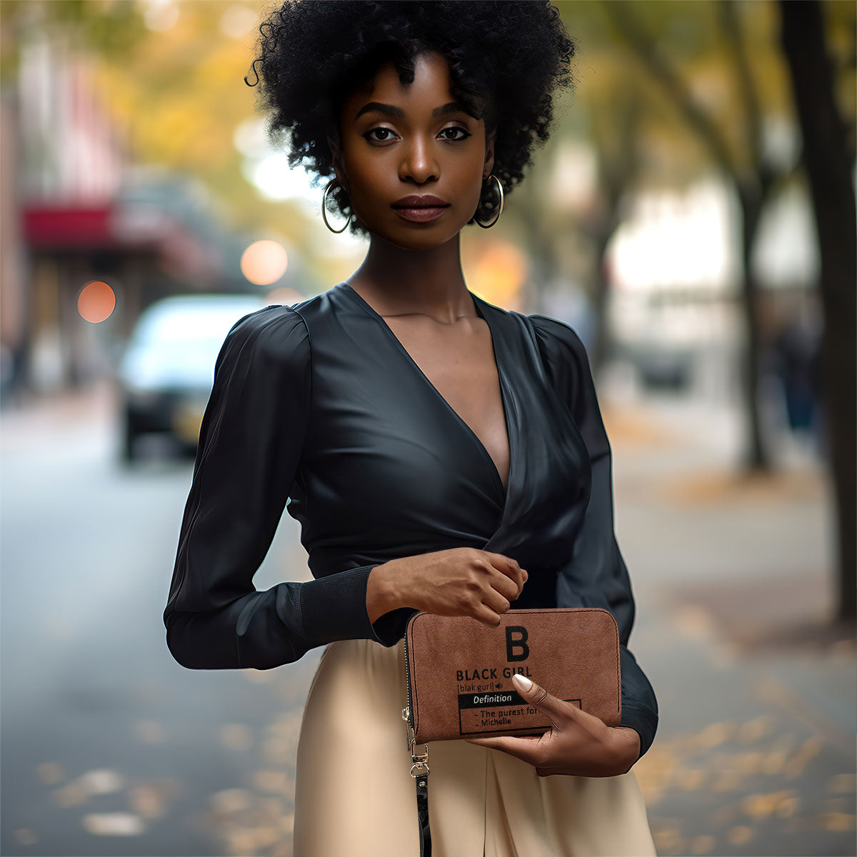 Black Girl & Melanin - Personalized Leather Clutch Purse MB29