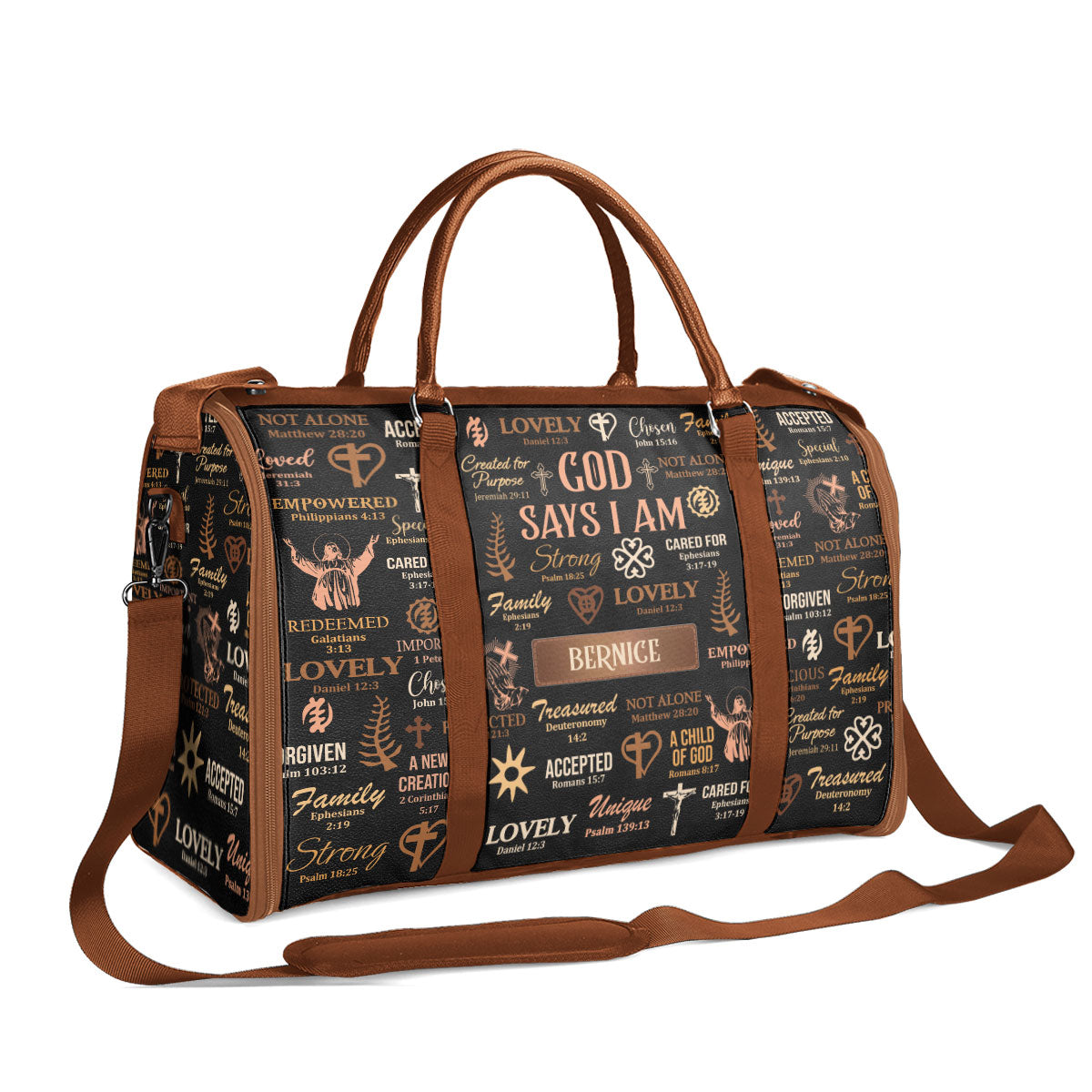 God Says I Am - Personalized Leather Duffle Bag MB21