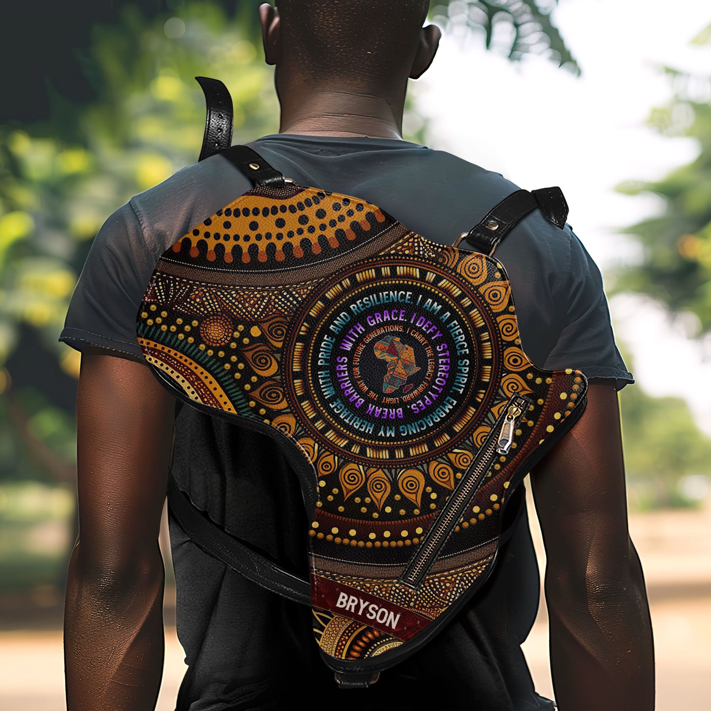 Mantra - I Am A Fierce Spirit - Personalized Africa Bag ABM03