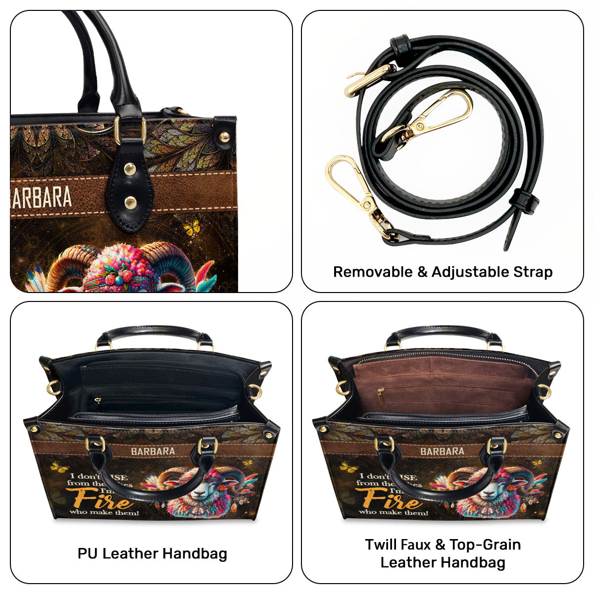 Zodiac Signs - Bohemian Personalized Leather Handbag SBHN04