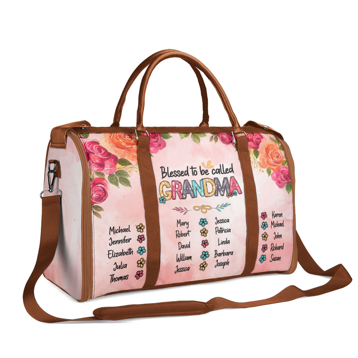 Blessed Nana - Personalized Leather Duffle Bag MS101