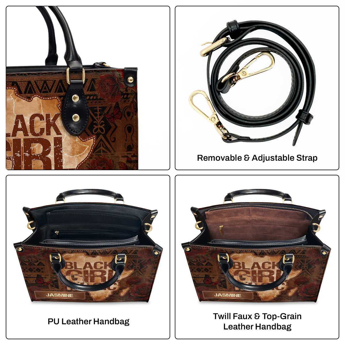 Black Girl Magic - Personalized Leather Handbag MB69