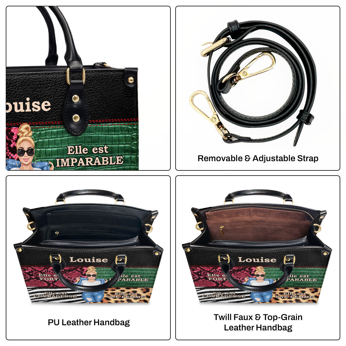 Elle Est Forte - Personalized Leather Hand Bag SBLHBT68