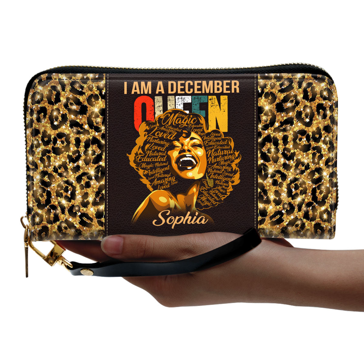 I Am A Queen - Personalized Leather Clutch Purse STB12