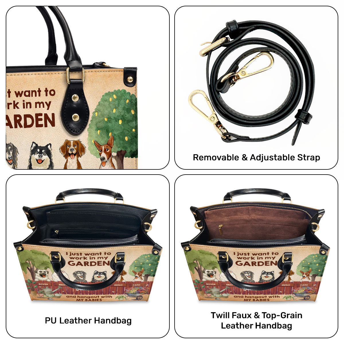 I Just Want To Work In My Garden And Hangout With My Babies - Personalized Leather Handbag STB184