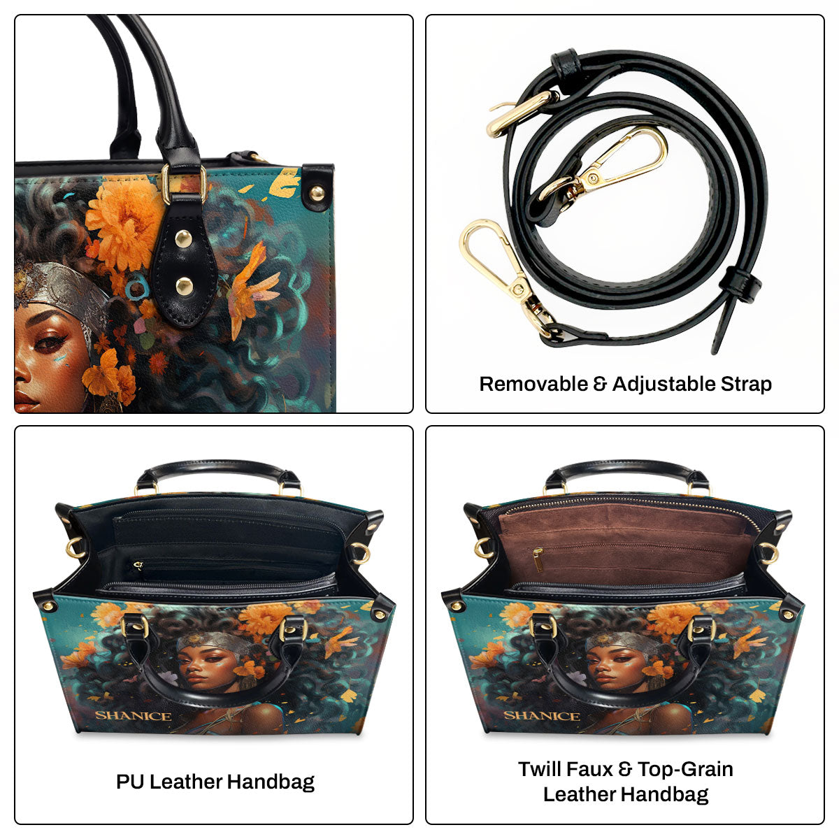 AfroArt07 - Personalized Leather Handbag MB57