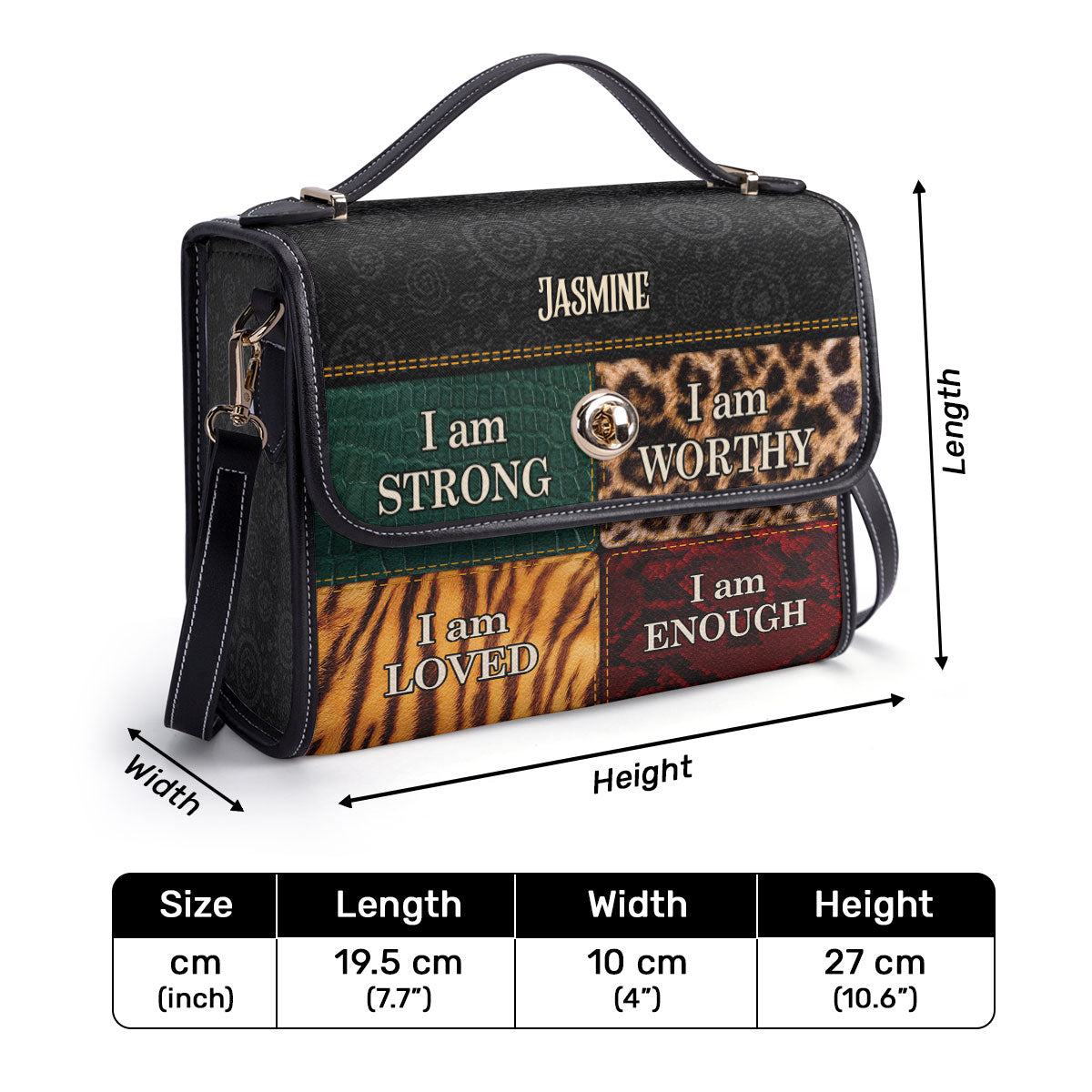 I am BOLD, LOVED, STRONG, RESILIENT - Personalized Leather Satchel Bag SB49A