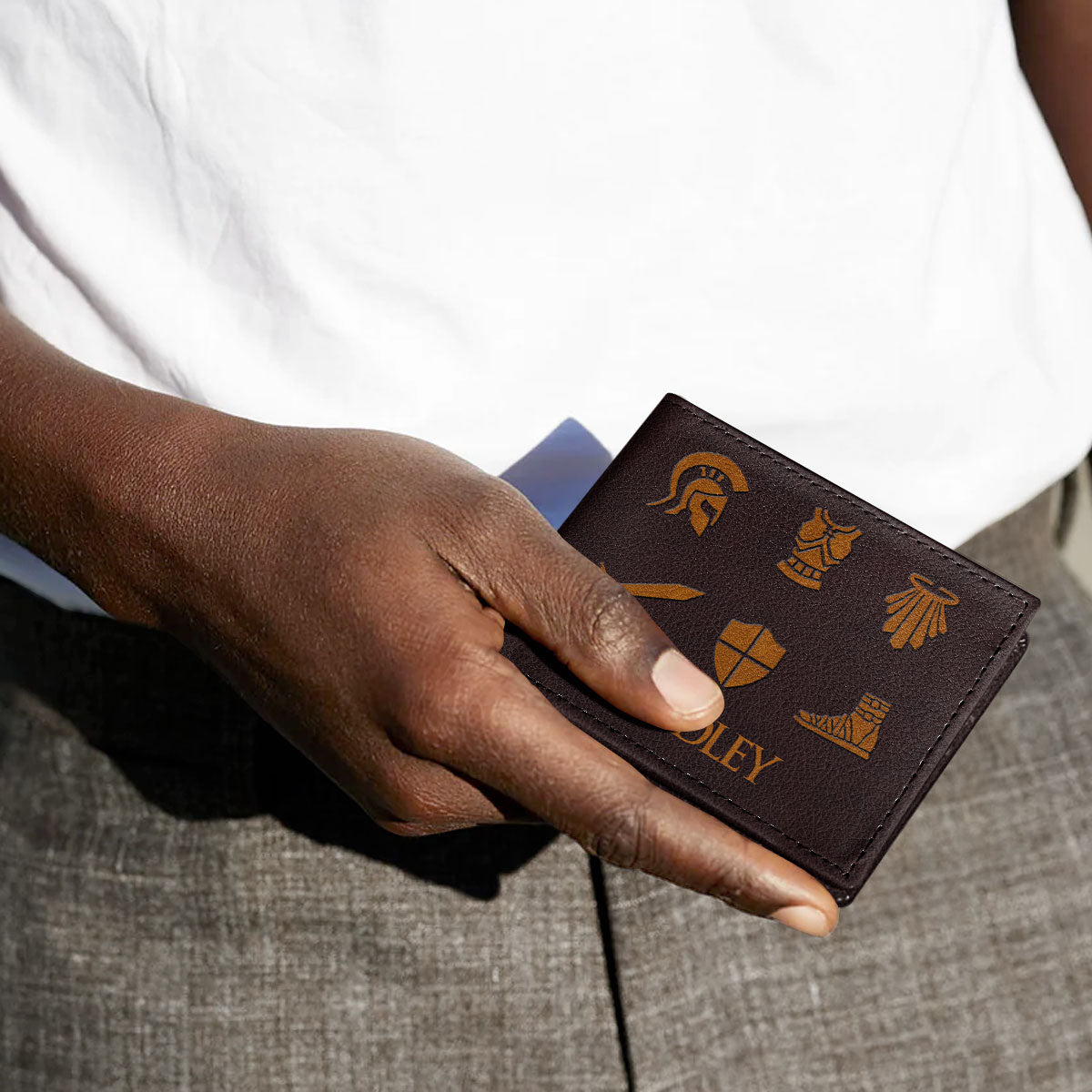 Armor Of God - Personalized Leather Folded Wallet SBLFWH862