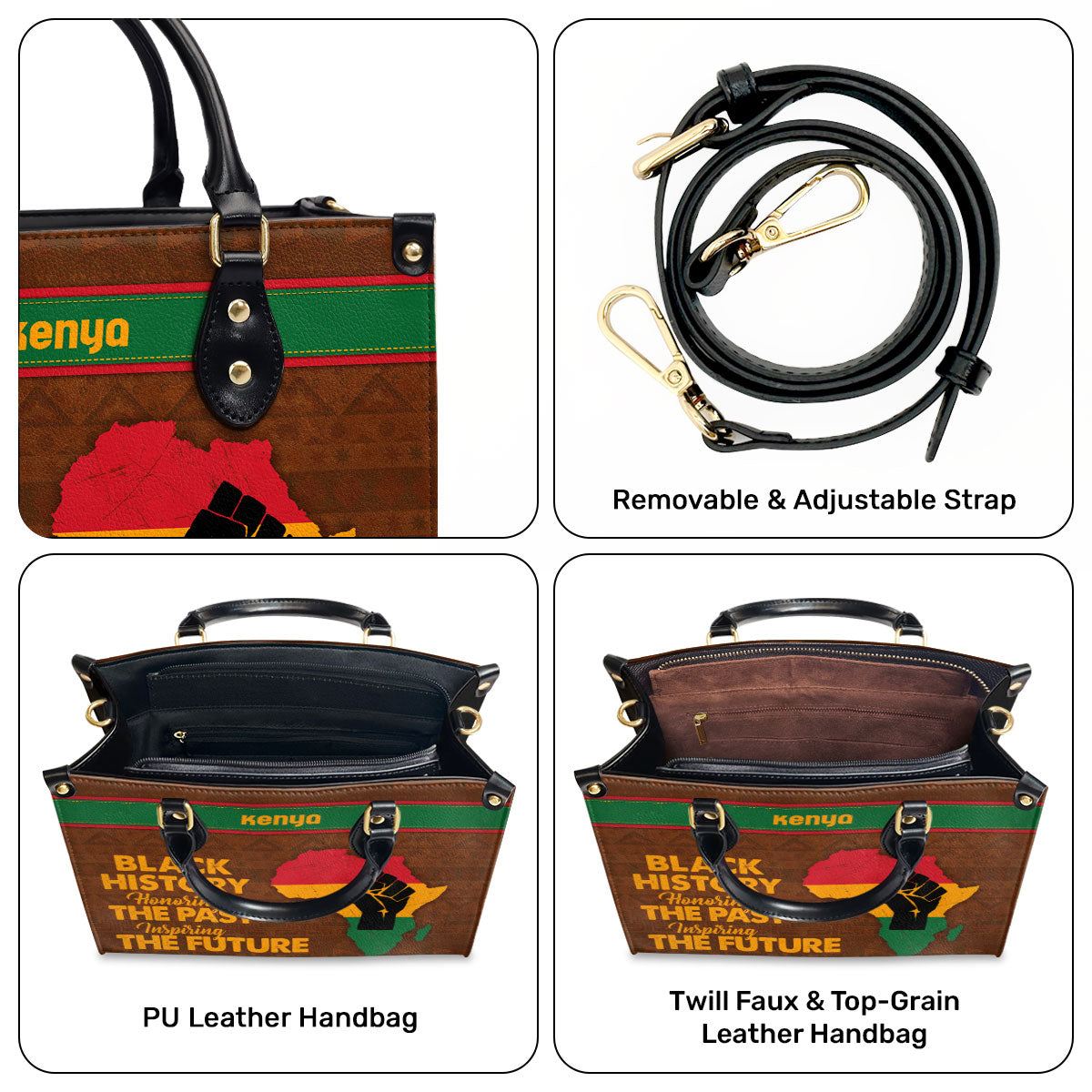 Black History Honoring The Past Inspiring The Future - Personalized Leather Handbag STB190