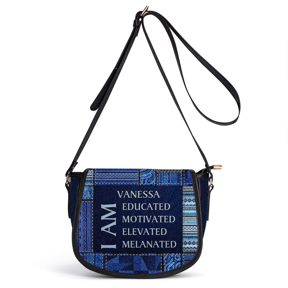 I Am - Jean Personalized Leather Saddle Cross Body Bag SB28