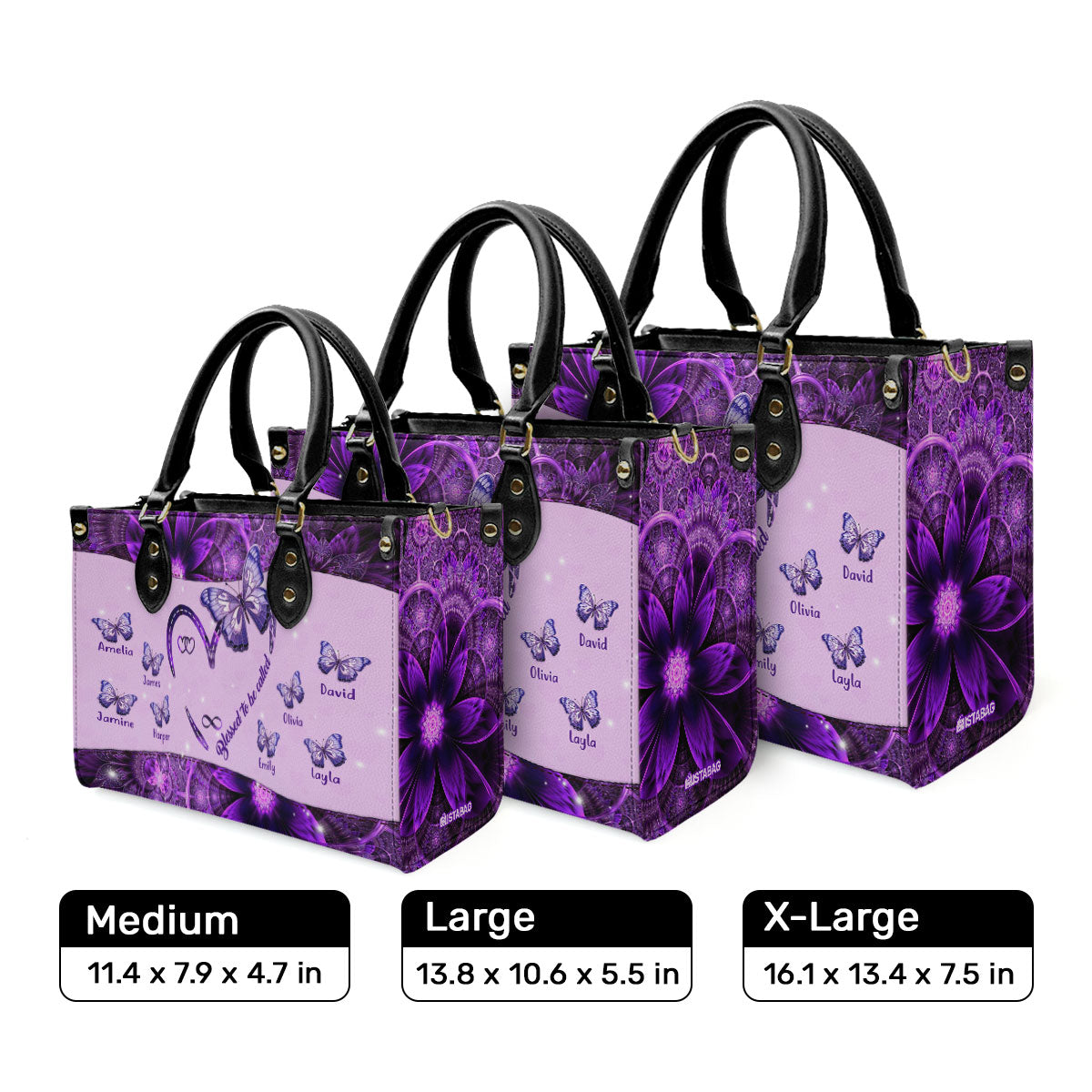 Blessed To Be Called Grandma Personalized Leather Handbag MS100
