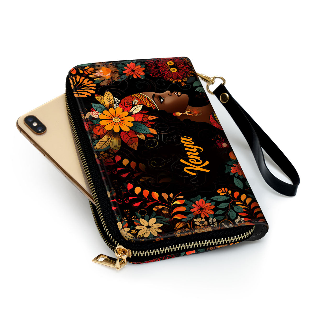 BlackBohemian - Personalized Leather Clutch Purse SB104