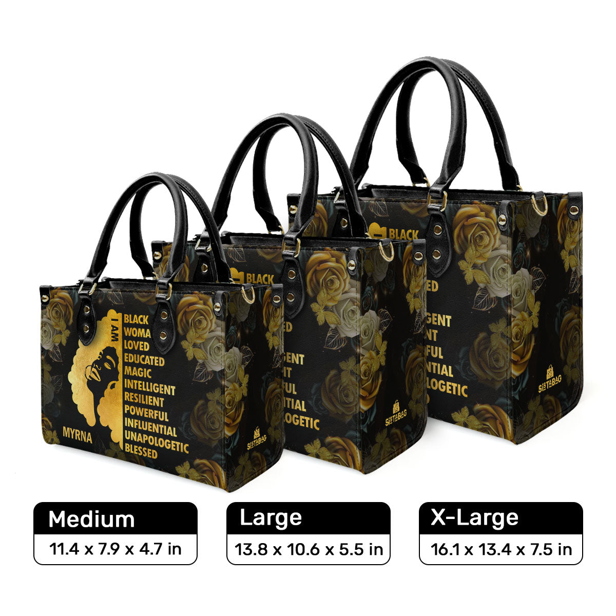 I Am Black - Personalized Leather Handbag STB05