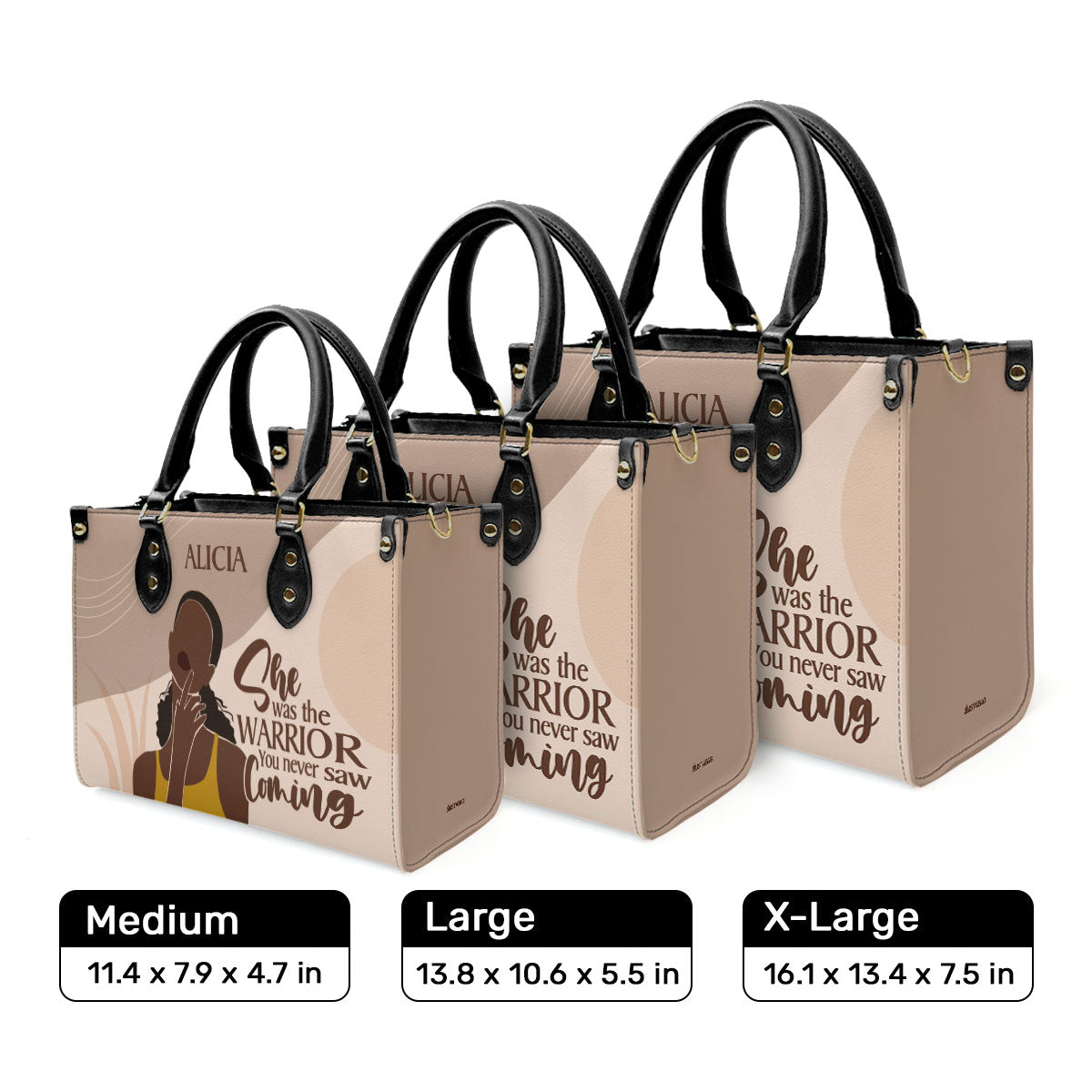 She Was The Warrior - Personalized Leather Hand Bag STB102