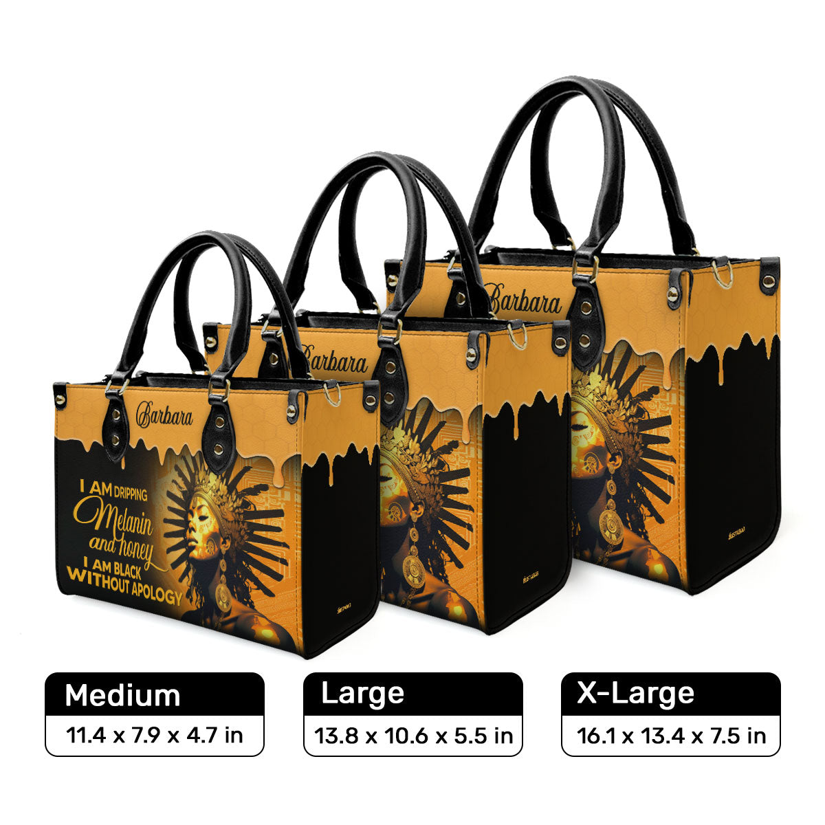 Melanin and Honey - Personalized Leather Hand Bag STB104