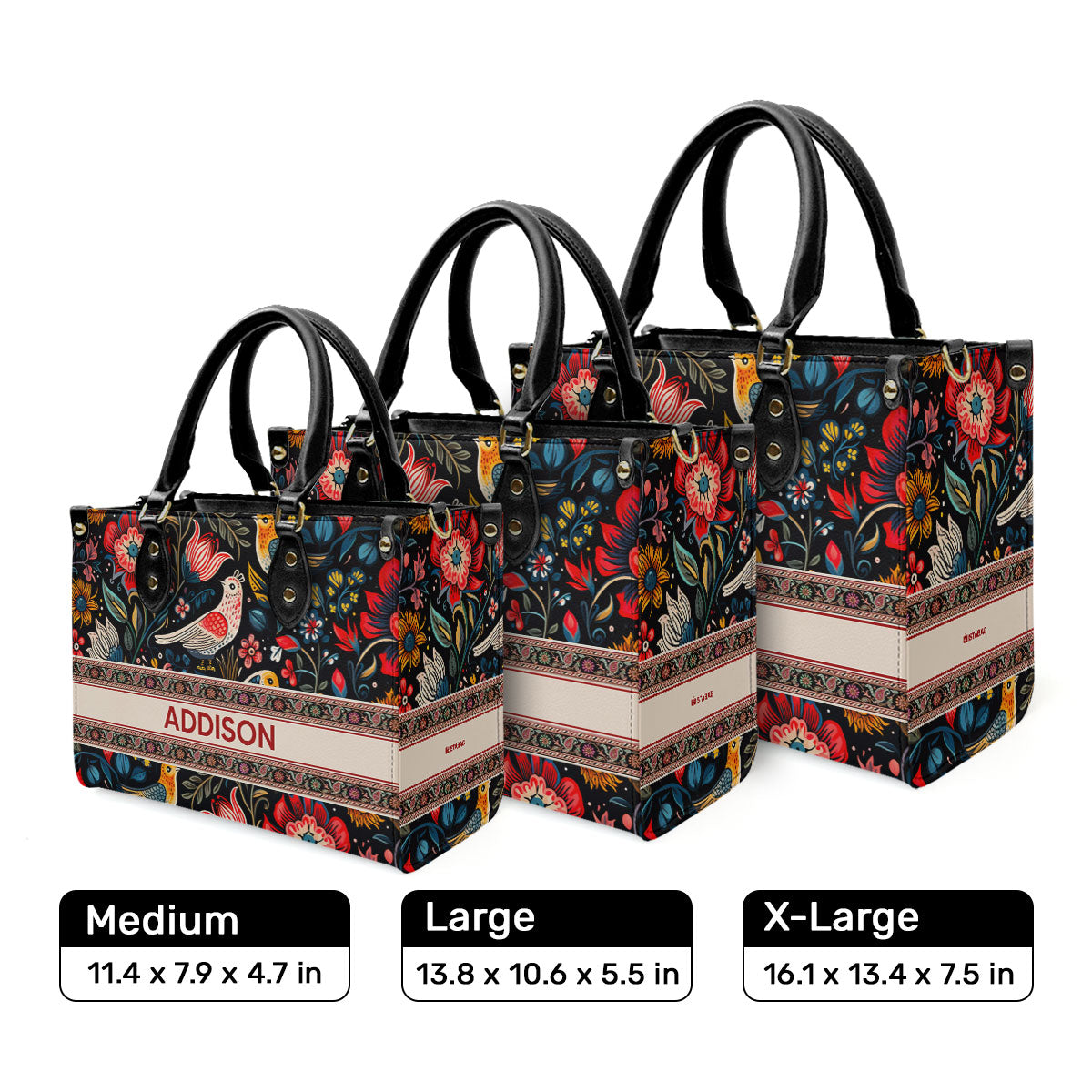 Flower - Four Seasons - Personalized Leather Handbag STB117