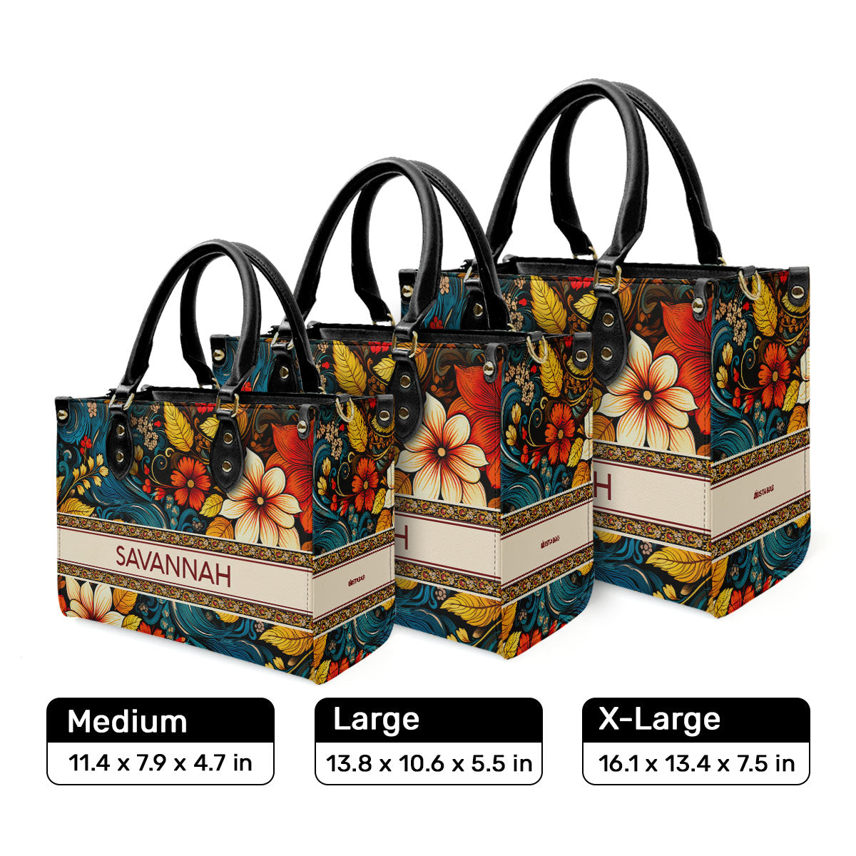 Bohemian - Flower - Personalized Leather Handbag STB135