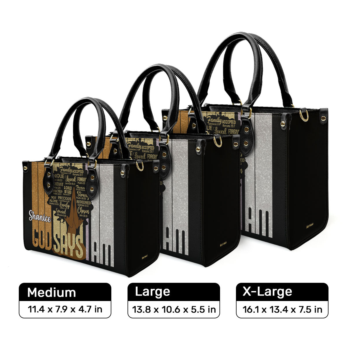 God Says I am - Personalized Leather Handbag STB148