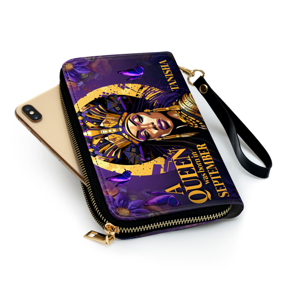 A Beautiful Queen - Personalized Leather Clutch Purse STB58
