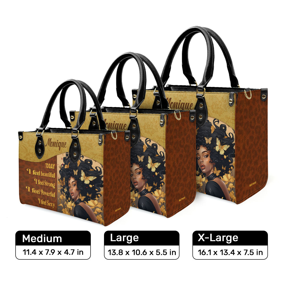 Today I Feel - Personalized Leather Hand Bag STB79