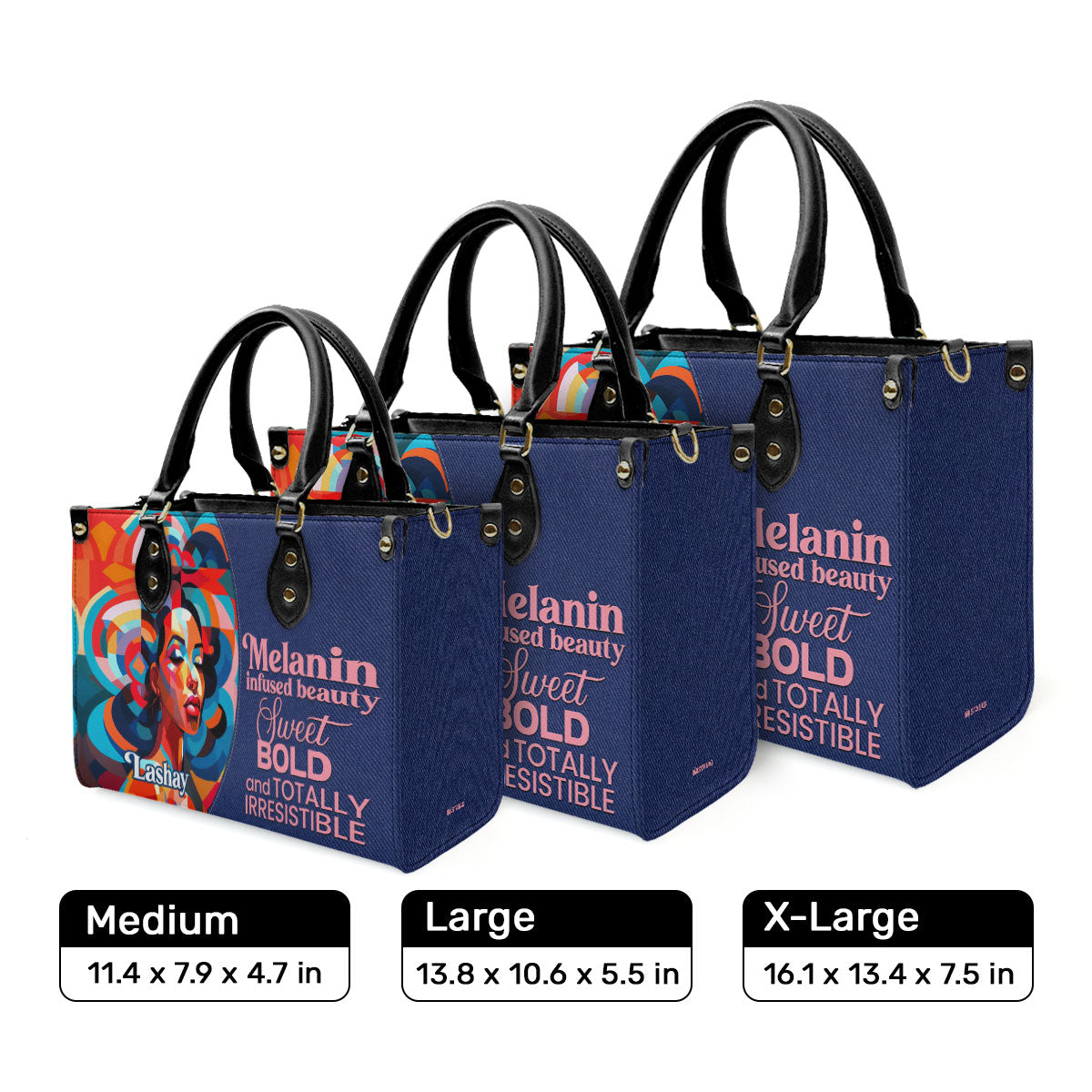 Melanin Infused Beauty - Personalized Leather Hand Bag STB80