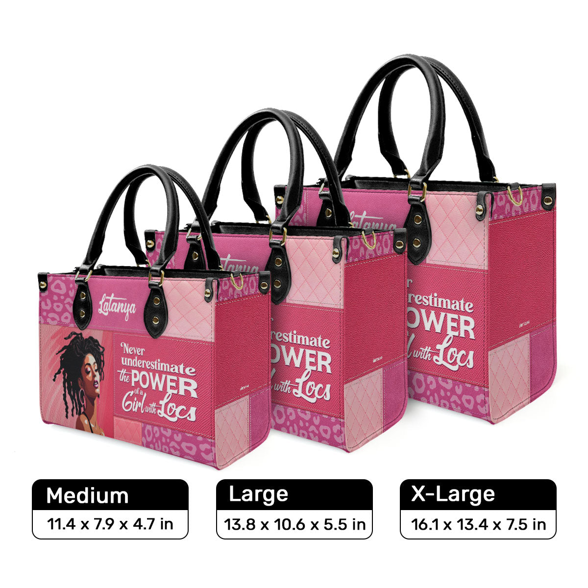 Power Of A Girl With Locs - Personalized Leather Hand Bag STB86