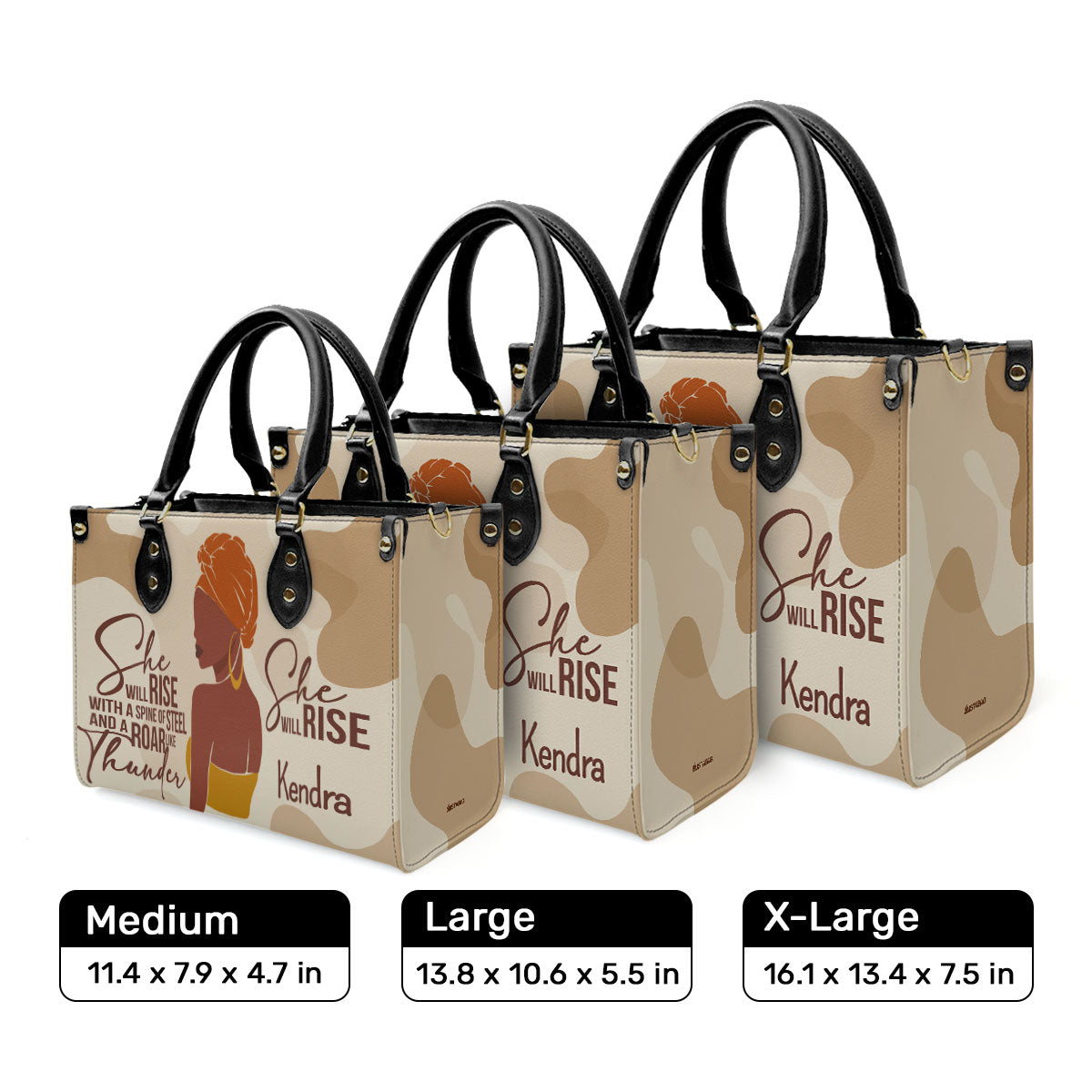 She Will Rise - Personalized Leather Hand Bag STB99