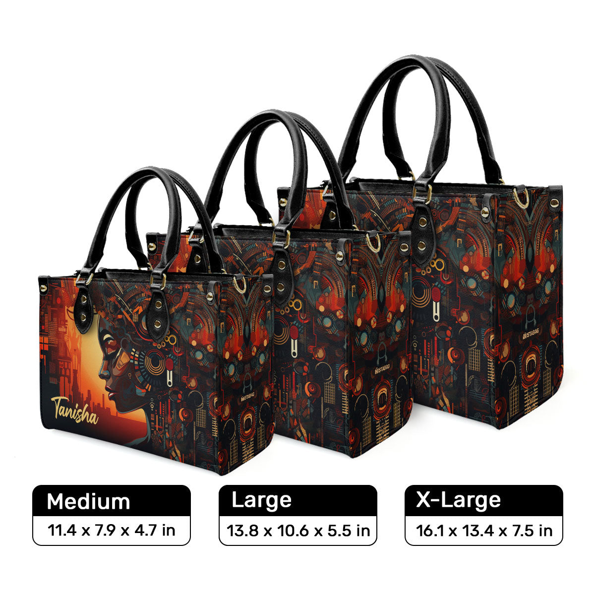 Afrofuturism04 - Personalized Leather Handbag SB114