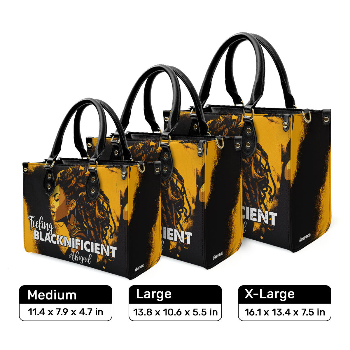 Feeling Blacknificient - Personalized Leather Handbag STB11