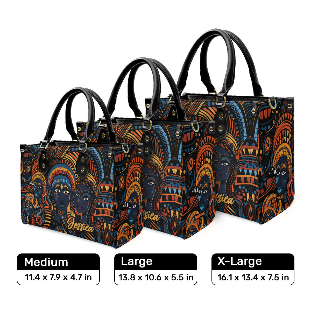 The Origin Black Art - Personalized Leather Handbag With Unique Texture STB16