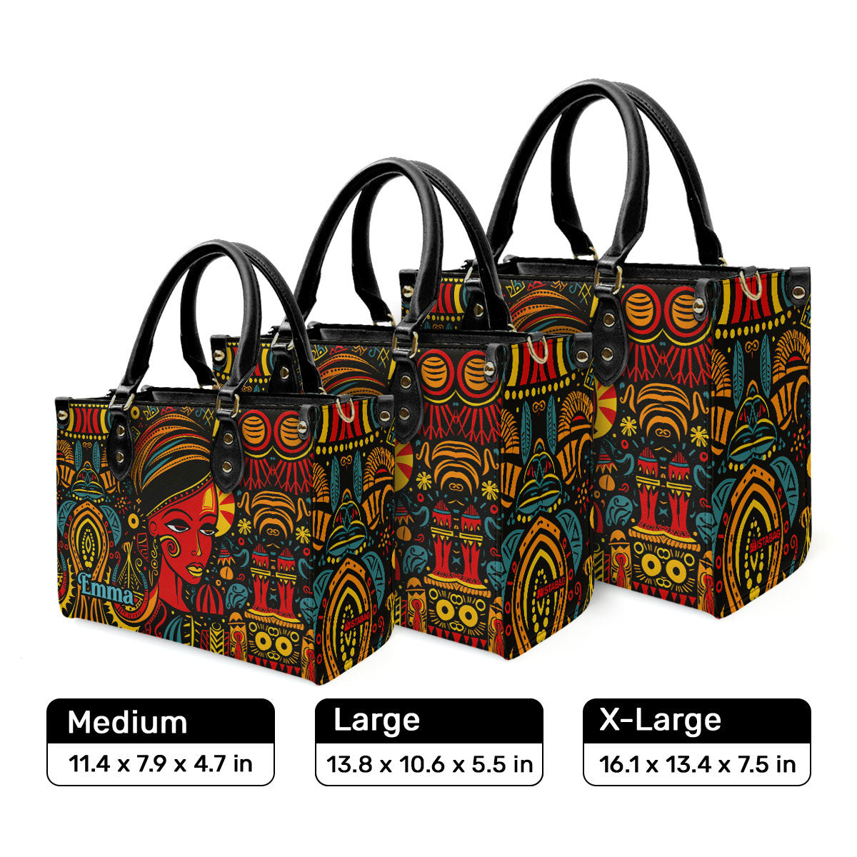 The Black Origin - Personalized Leather Handbag With Unique Texture STB18B