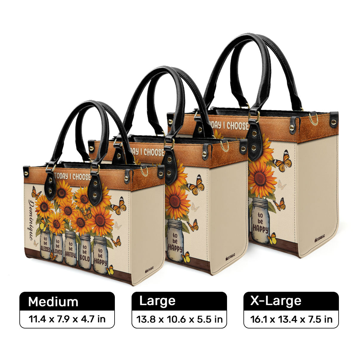 Today I Choose - Personalized Leather Handbag STB23