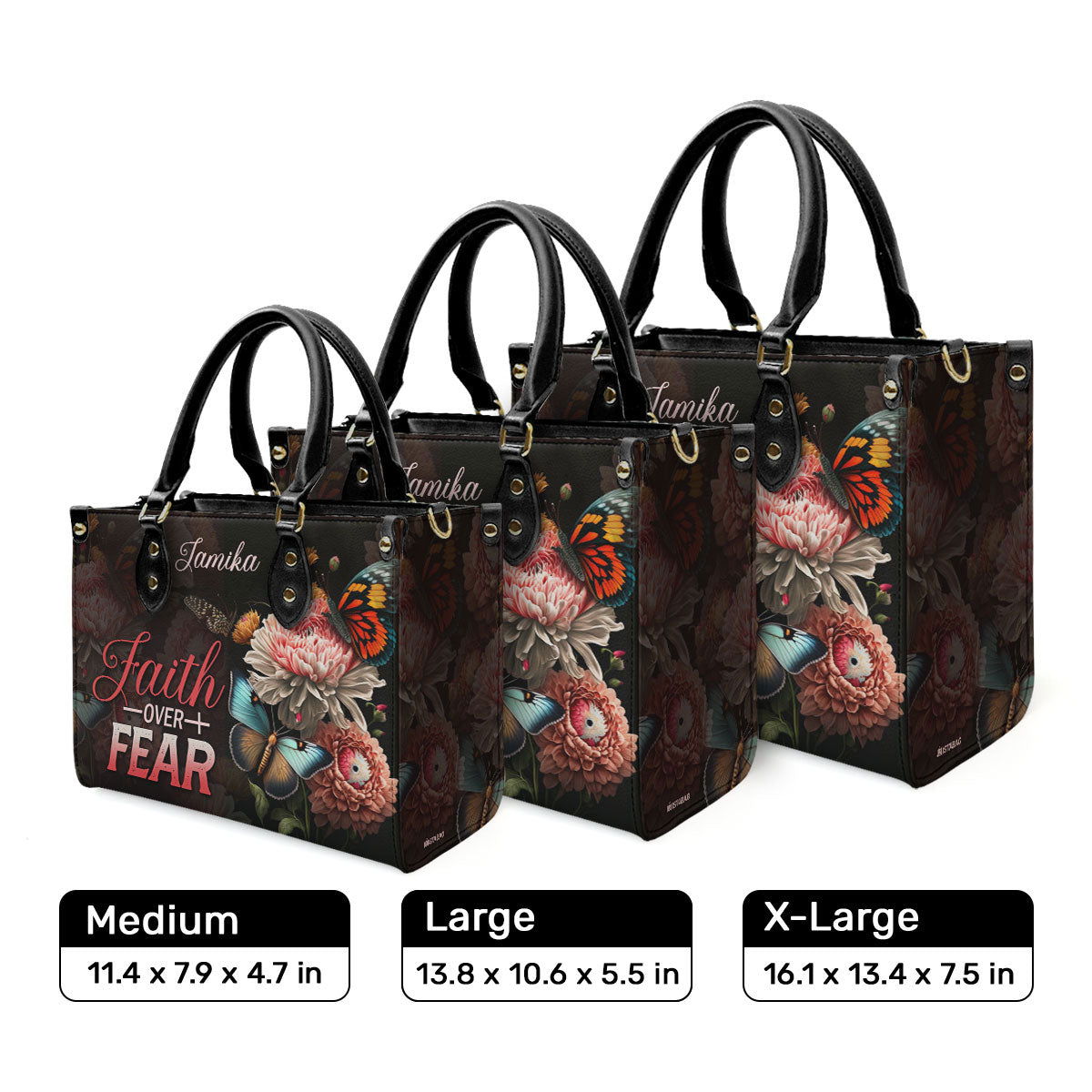 Faith Over Fear - Personalized Leather Handbag STB28