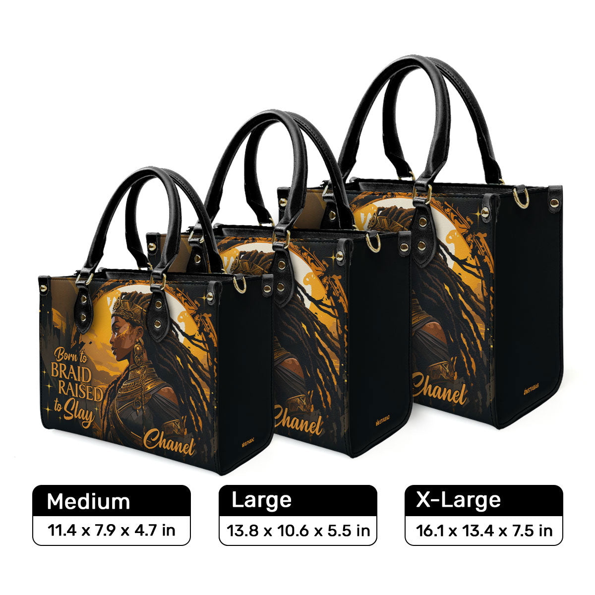 Born To Braid - Personalized Leather Handbag STB35