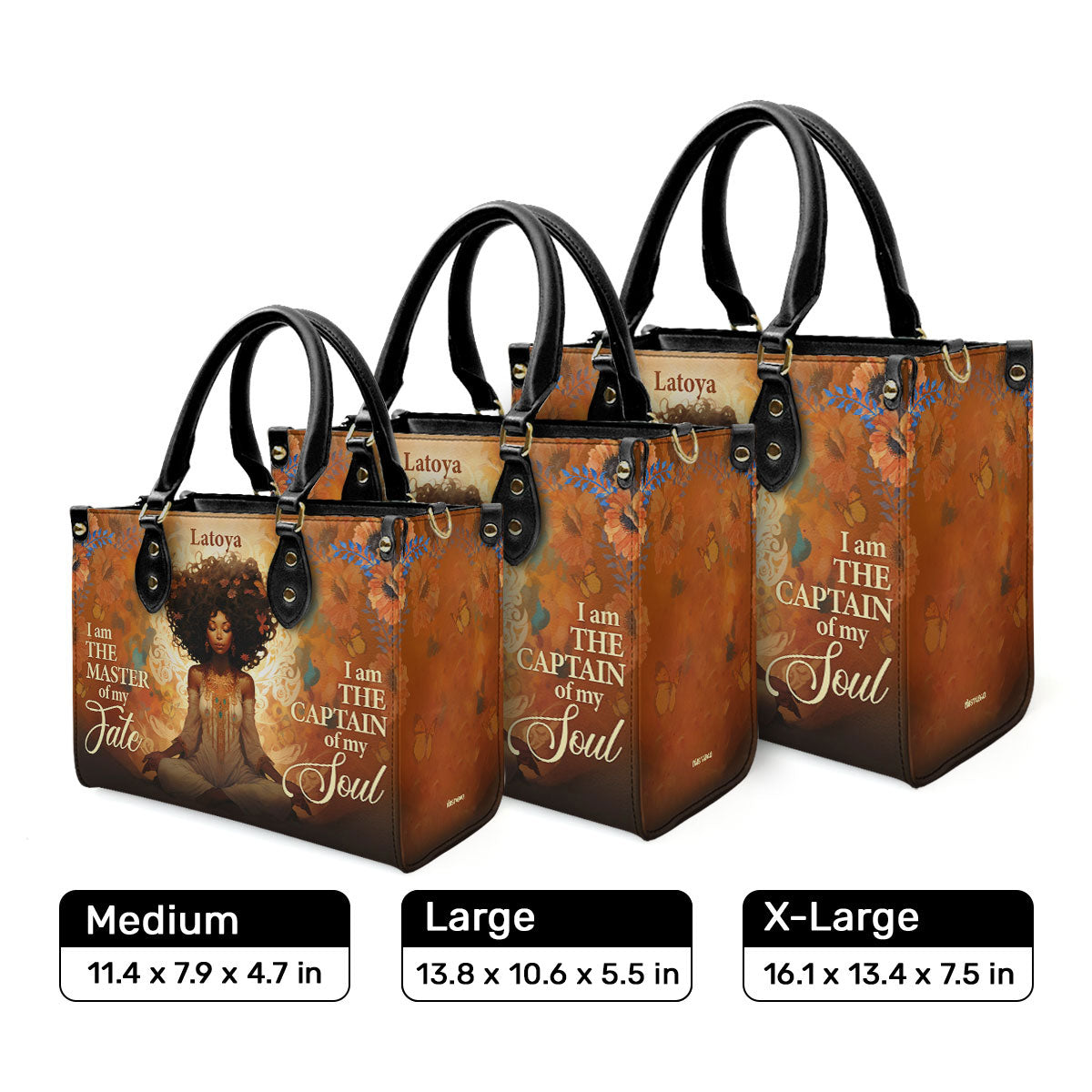 I Am The Master Of My Fate - Personalized Leather Handbag STB56