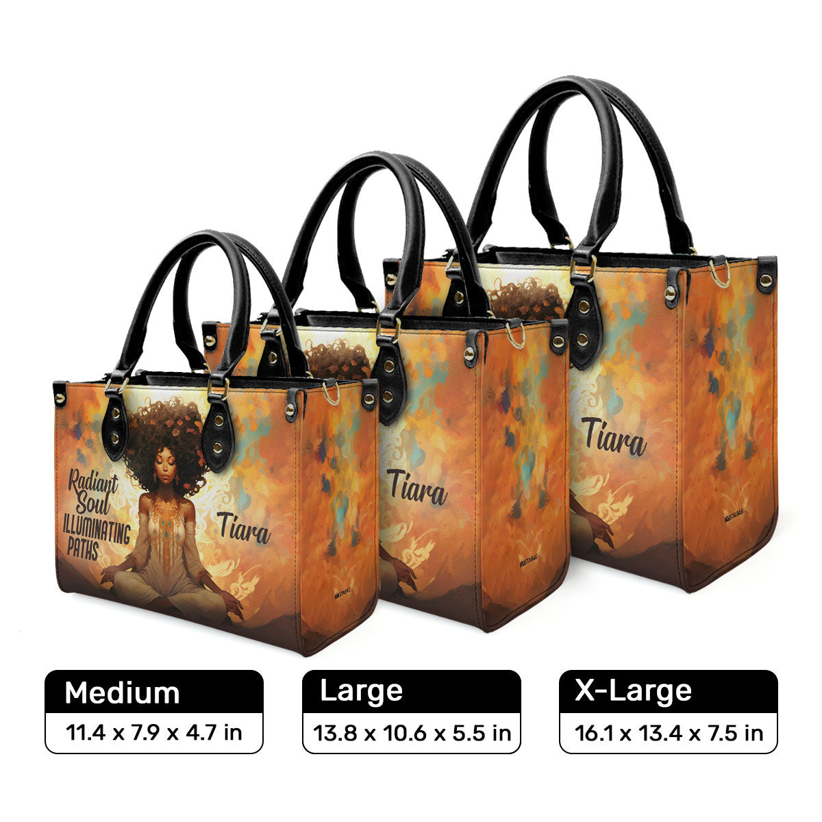 Radiant Soul Illuminating Paths - Personalized Purple Leather Handbag STB70