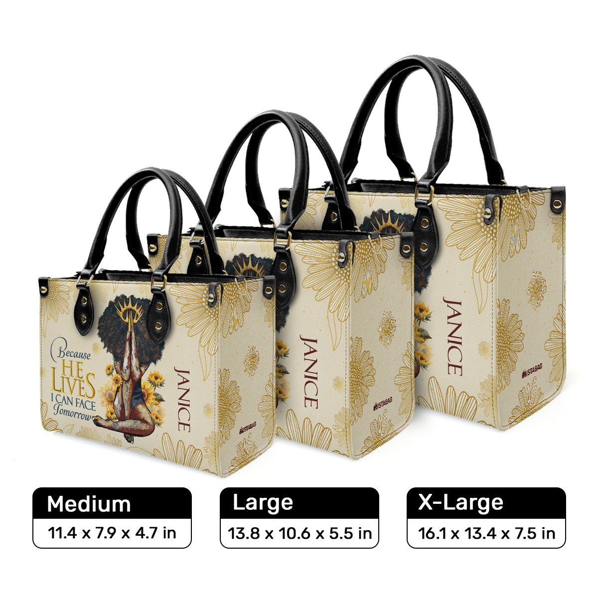 Because He Lives, I Can Face Tomorrow - Personalized Leather Handbag MB55