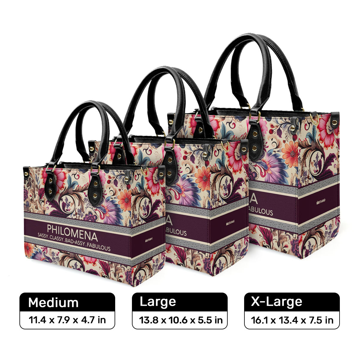 Classy Flower - Personalized Leather Handbag STB124