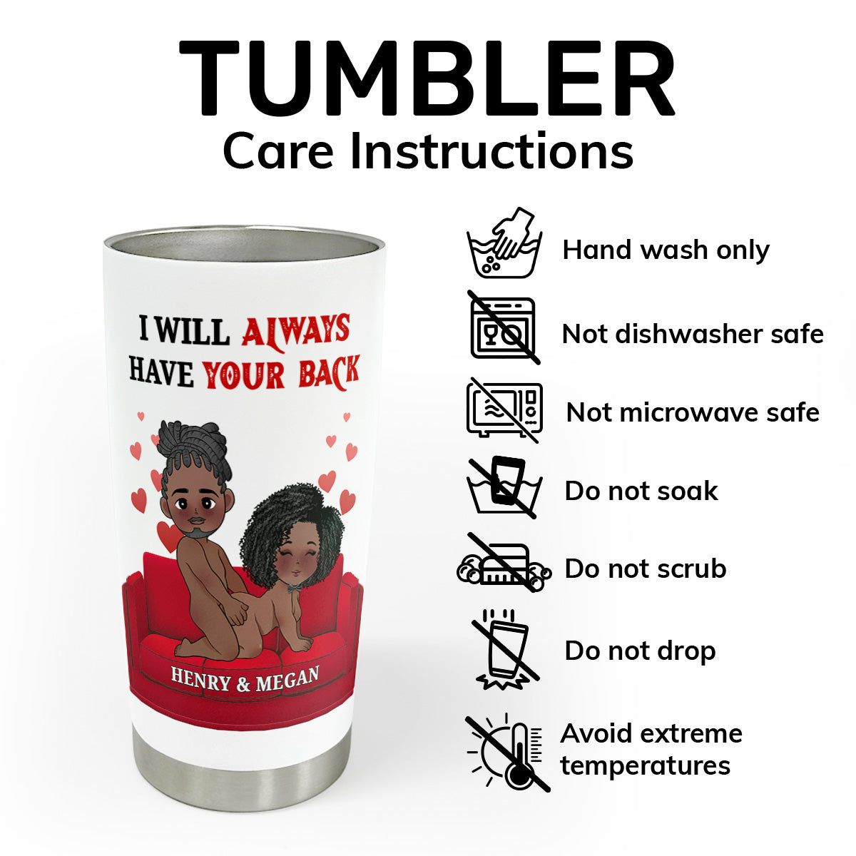 I Promise To Always Be By Your Side - Personalized Stainless Steel Tumbler