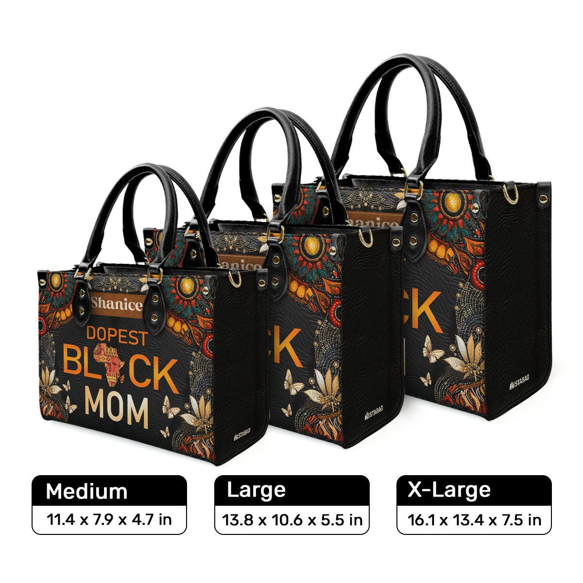 Dopest Black Mom - Personalized Leather Handbag MB64A