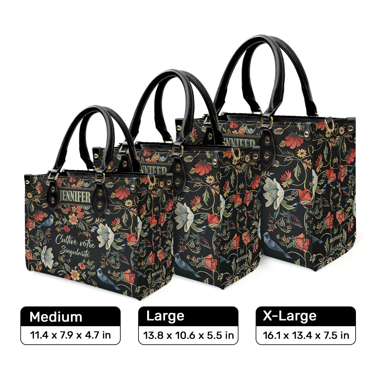 Cultive Votre Singularite - Personalized Leather Hand Bag SBLHBT64