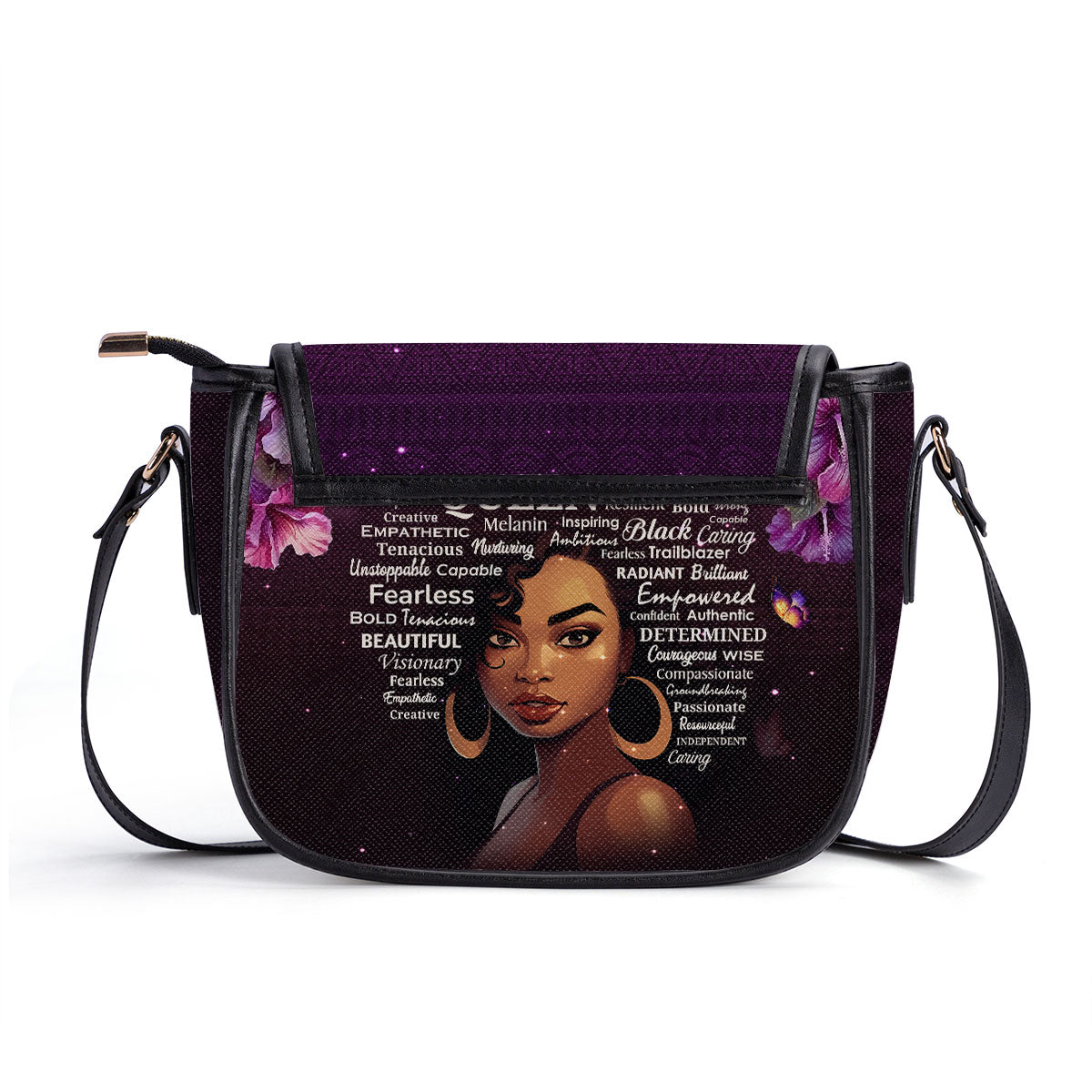 Black Queen - Personalized Leather Saddle Cross Body Bag SB37