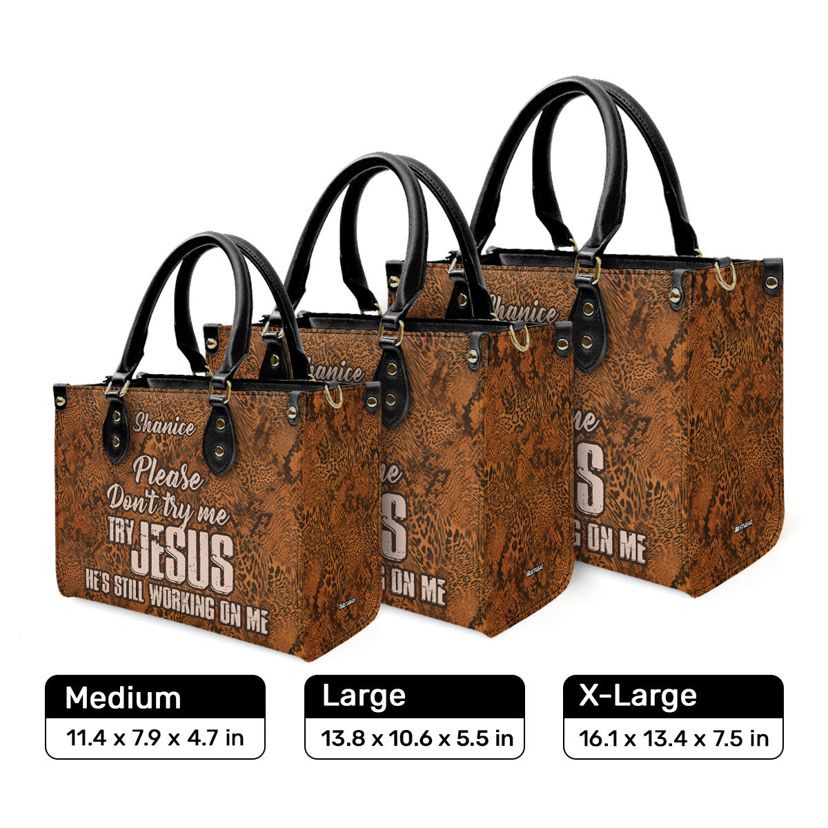 Please Don't Try Me Try Jesus - Personalized Leather Handbag STB205