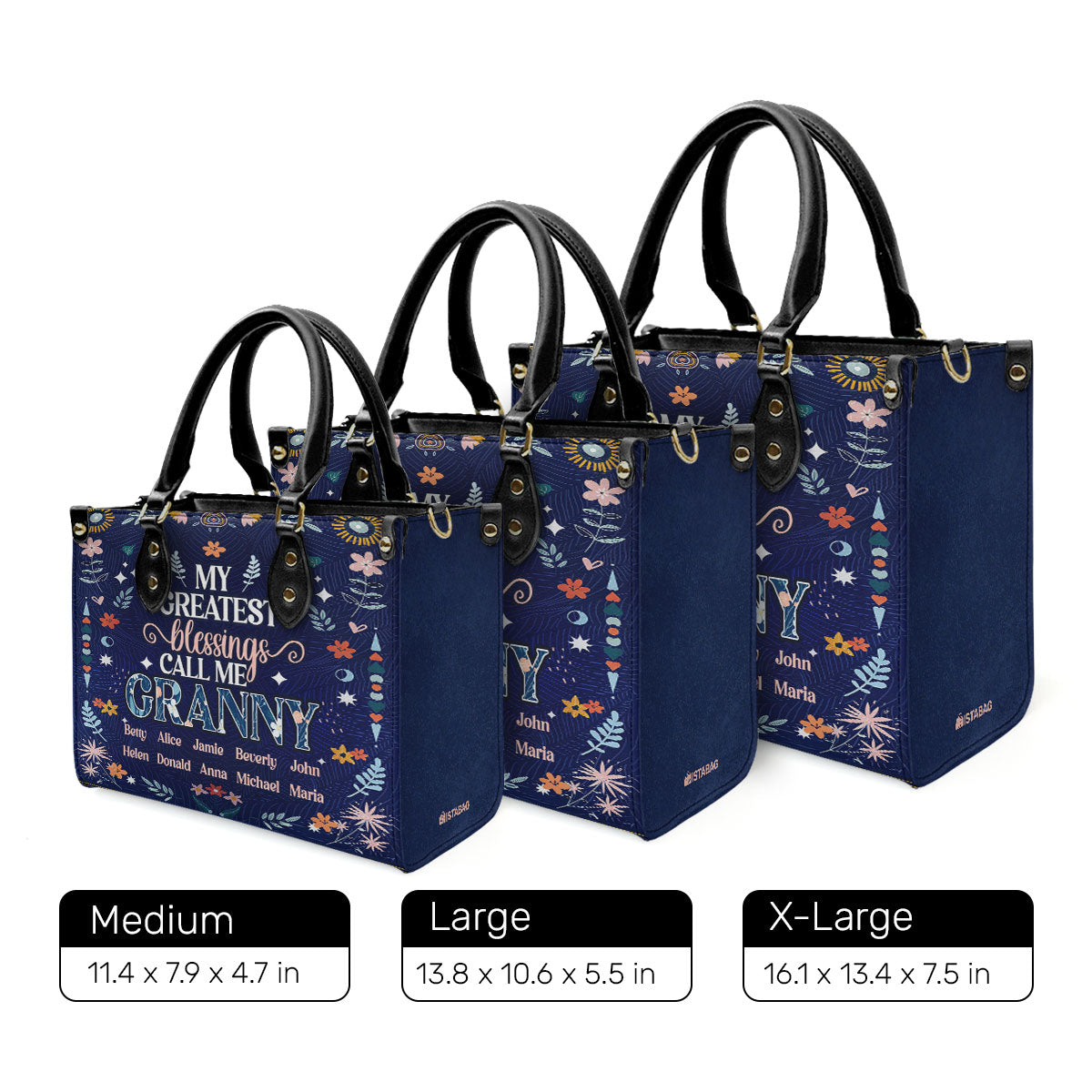 My Greatest Blessings Call Me Mom - Personalized Leather Handbag SBLHBLM2230TA