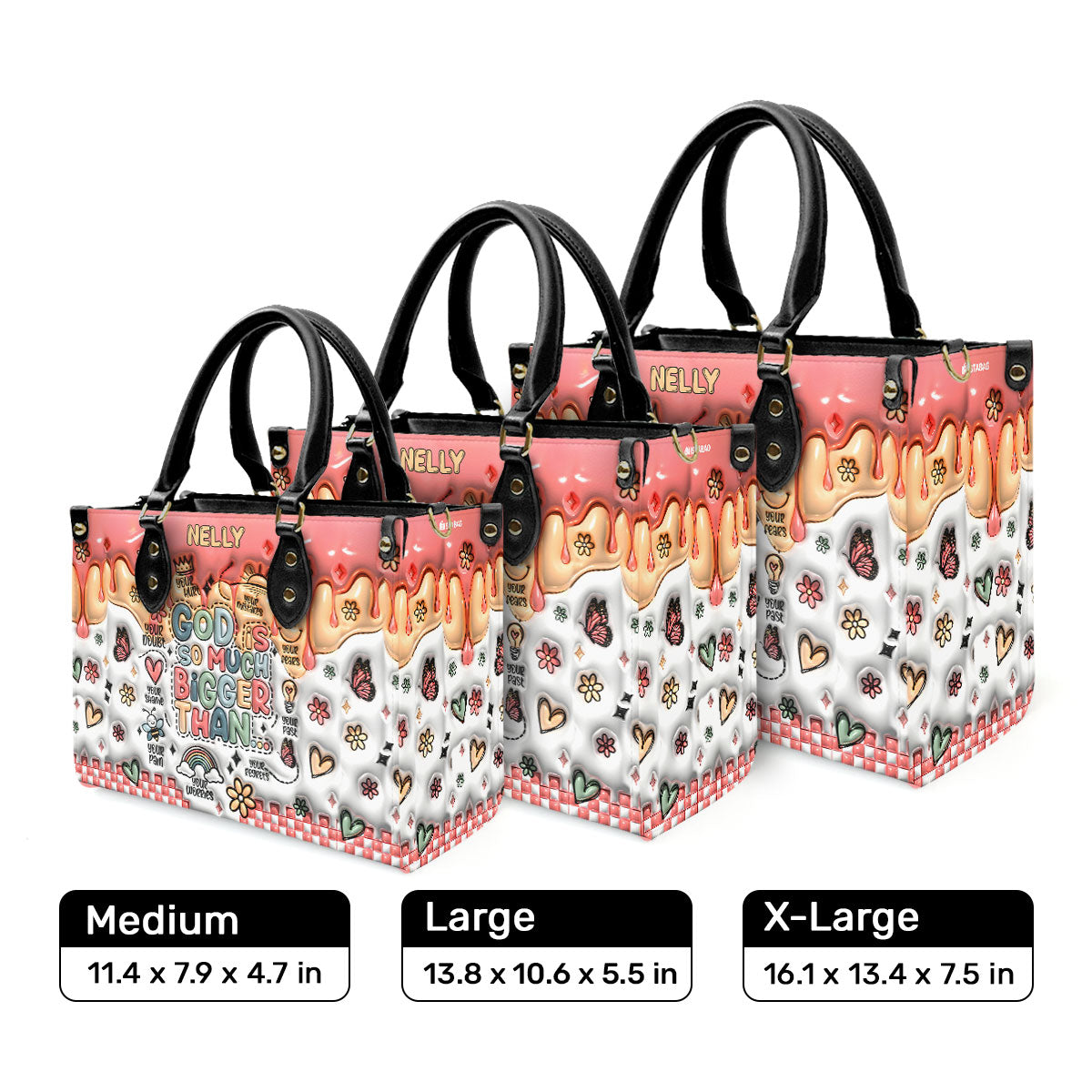 God Is Bigger Than - Personalized Leather Handbag SBN08