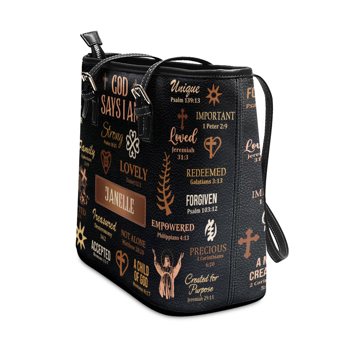 God Says I Am - Personalized Leather Totebag MB21