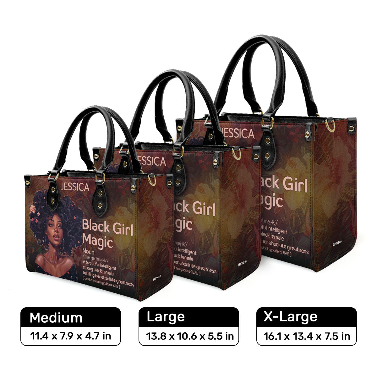 Black Girl Magic - Personalized Leather Handbag SBN03