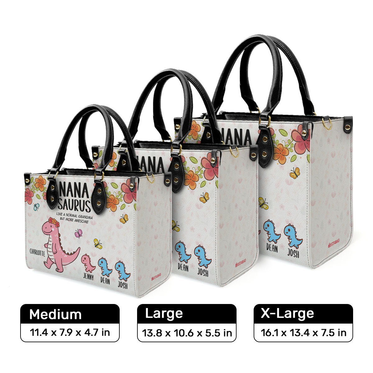 Nanasaurus - Personalized Leather Handbag SB5759