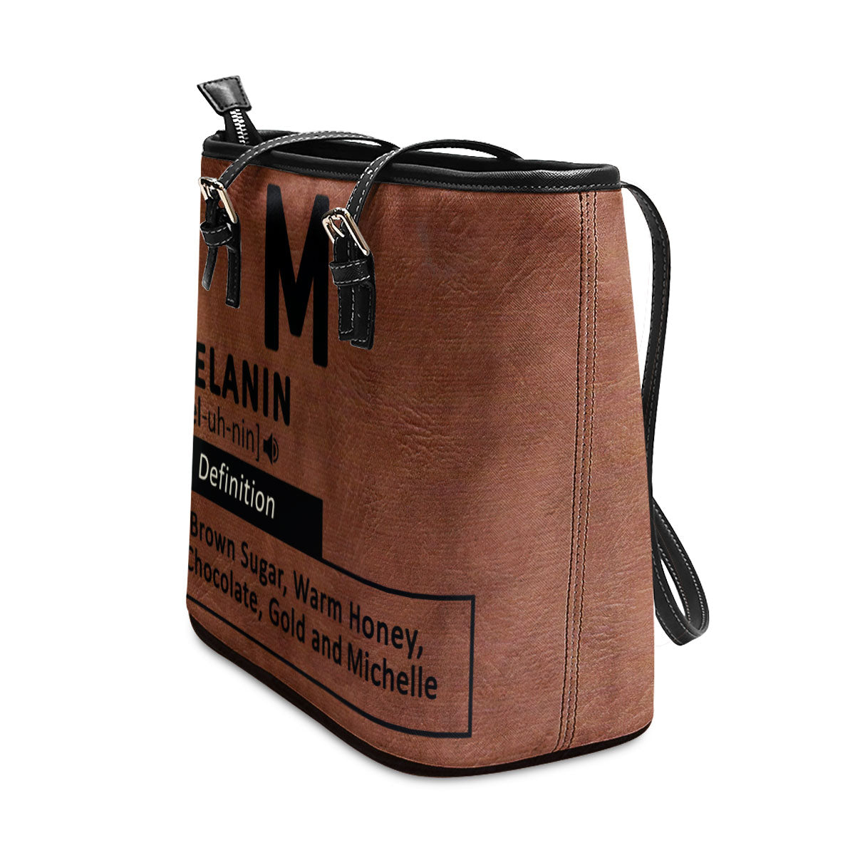 Black Girl & Melanin - Personalized Leather Totebag MB29