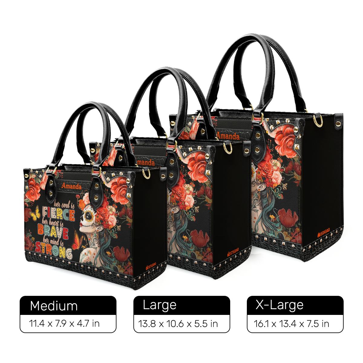 Her Soul Is Fierce - Personalized Leather Handbag SBLHBLM2626TA